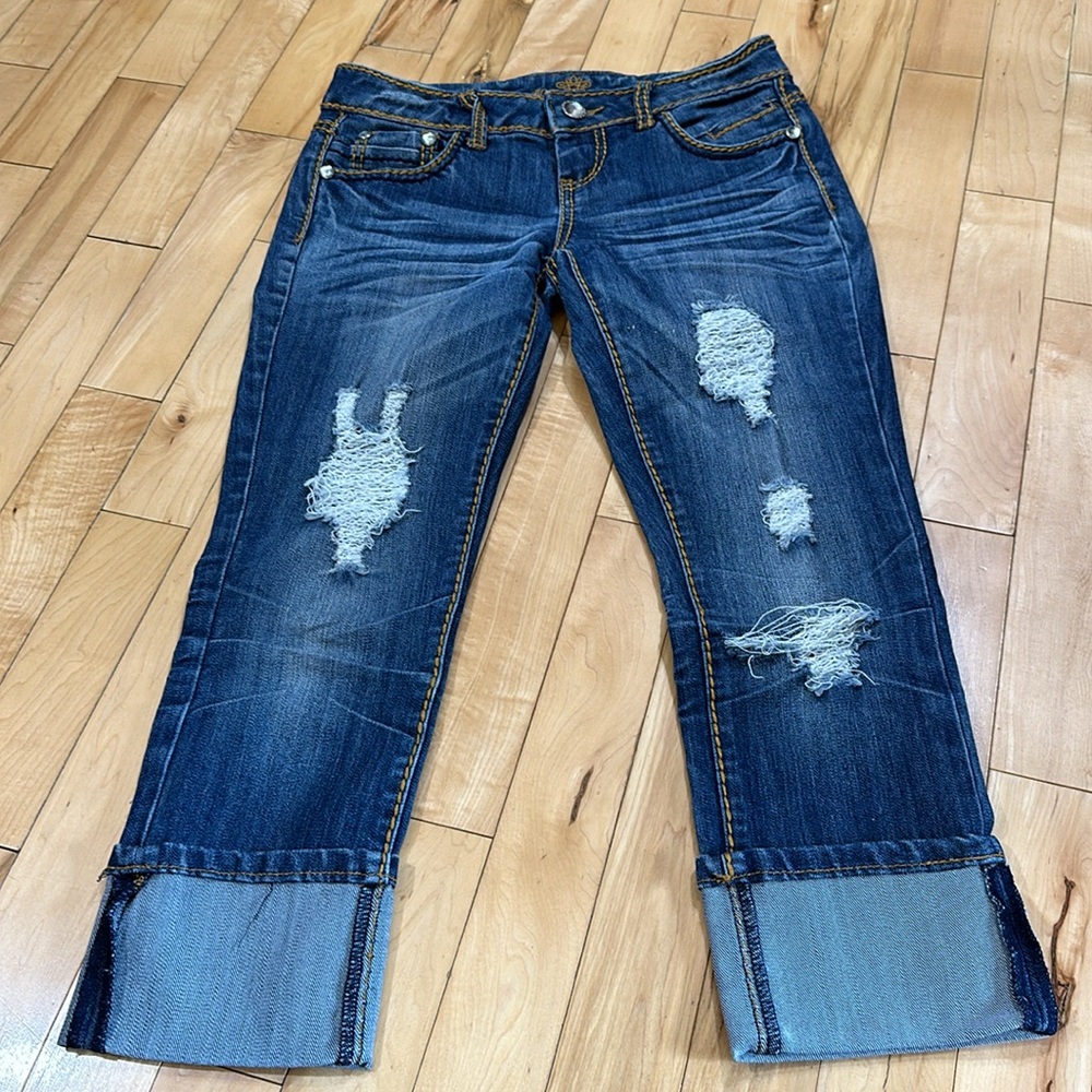 Almost Famous Distressed Crop Jeans